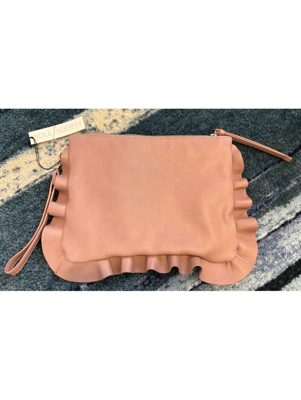 Nordstrom Sole Society Adelina Wristlet Clutch in Mauve / Pink + Ruffle Detail